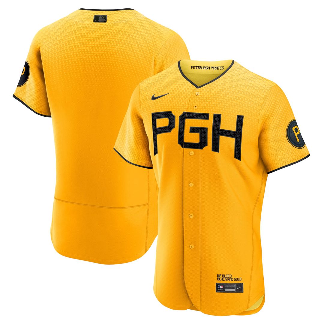 Pittsburgh Pirates Nike Gold City Connect Authentic Jersey product image 1, provided for visual reference and product detail