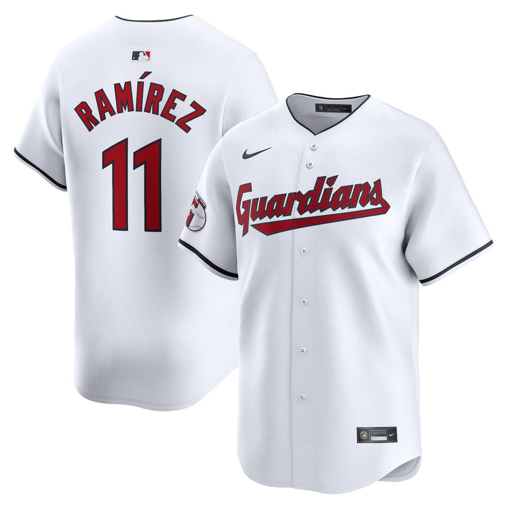 Cleveland Guardians Jose Ramirez Nike White Home Limited Player Jersey product image 1, provided for visual reference and
