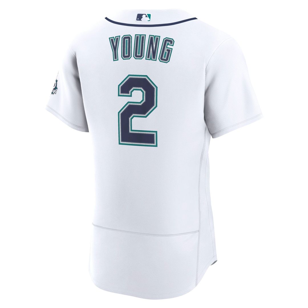Seattle Mariners Cole Young Nike White Home 50th Season Authentic Jersey product image 3, provided for visual reference and