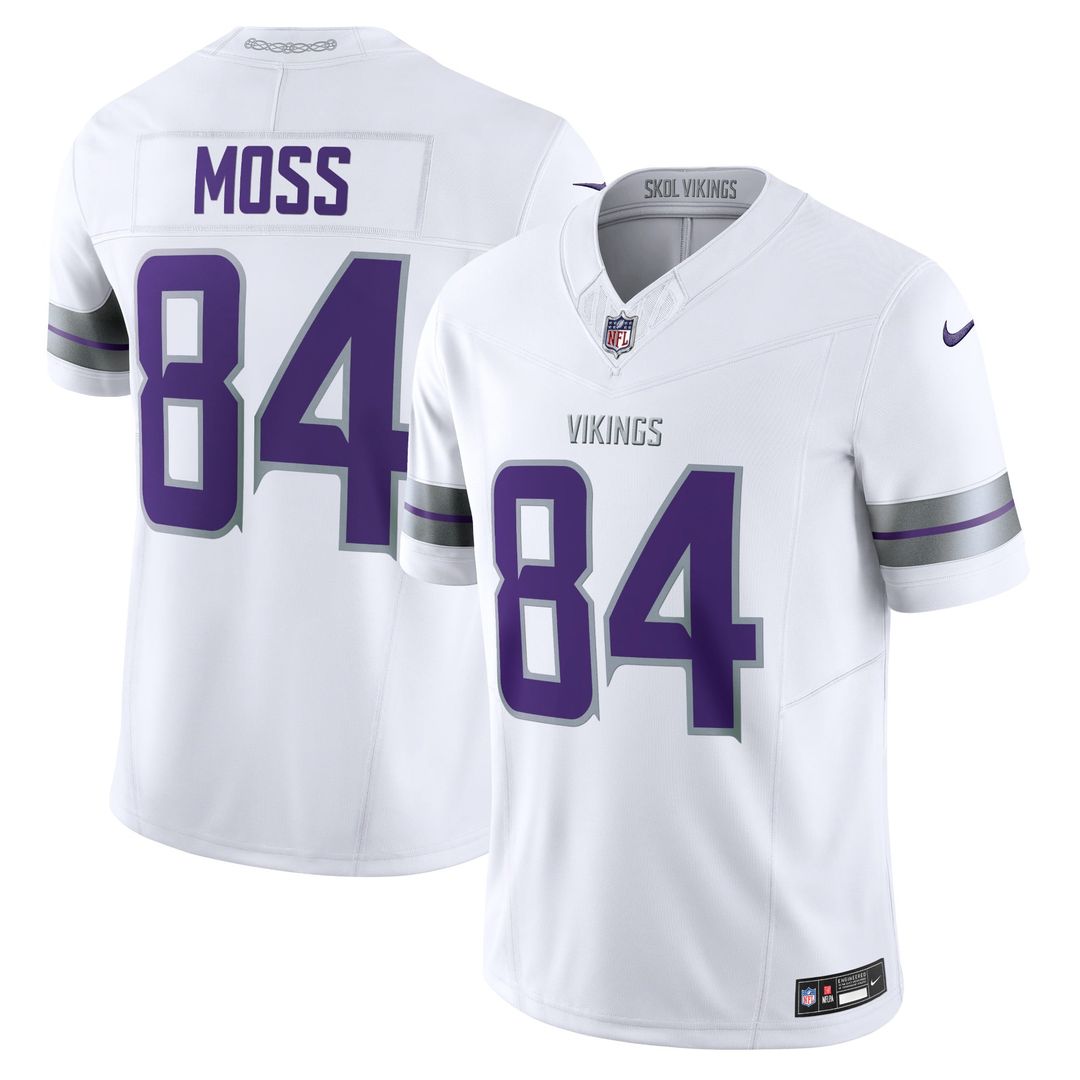 Minnesota Vikings Randy Moss Nike White Alternate Vapor F.U.S.E. Retired Player Limited Jersey product image 1, provided for