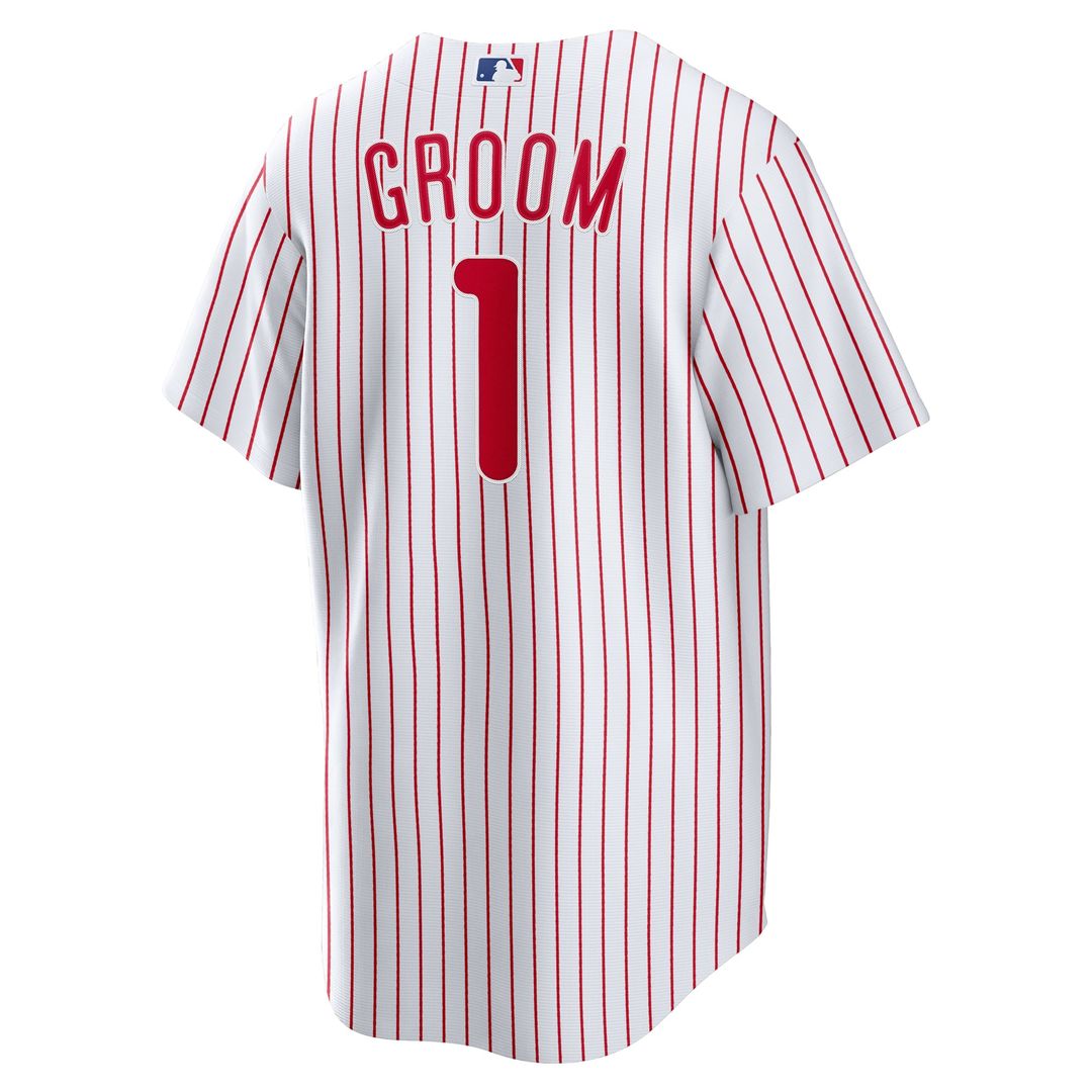Philadelphia Phillies Nike White #1 Groom Home Replica Jersey product image 3, provided for visual reference and product