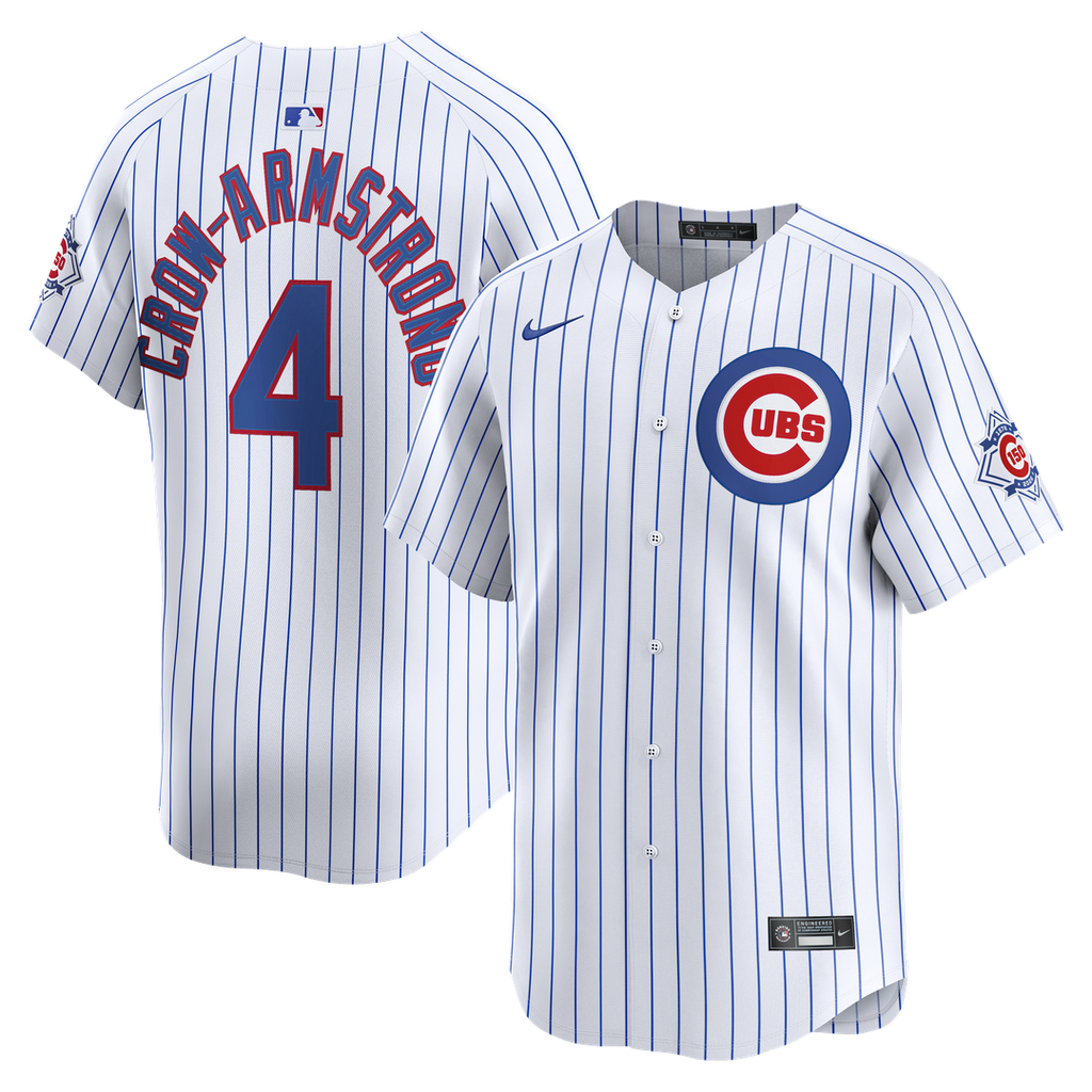 Chicago Cubs Pete Crow-Armstrong Nike White 150th Anniversary Limited Jersey product image 1, provided for visual reference