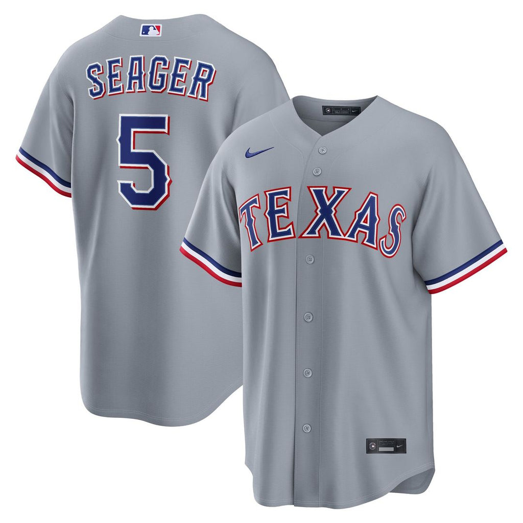 Texas Rangers Corey Seager Nike Gray Road Replica Jersey product image 1, provided for visual reference and product detail
