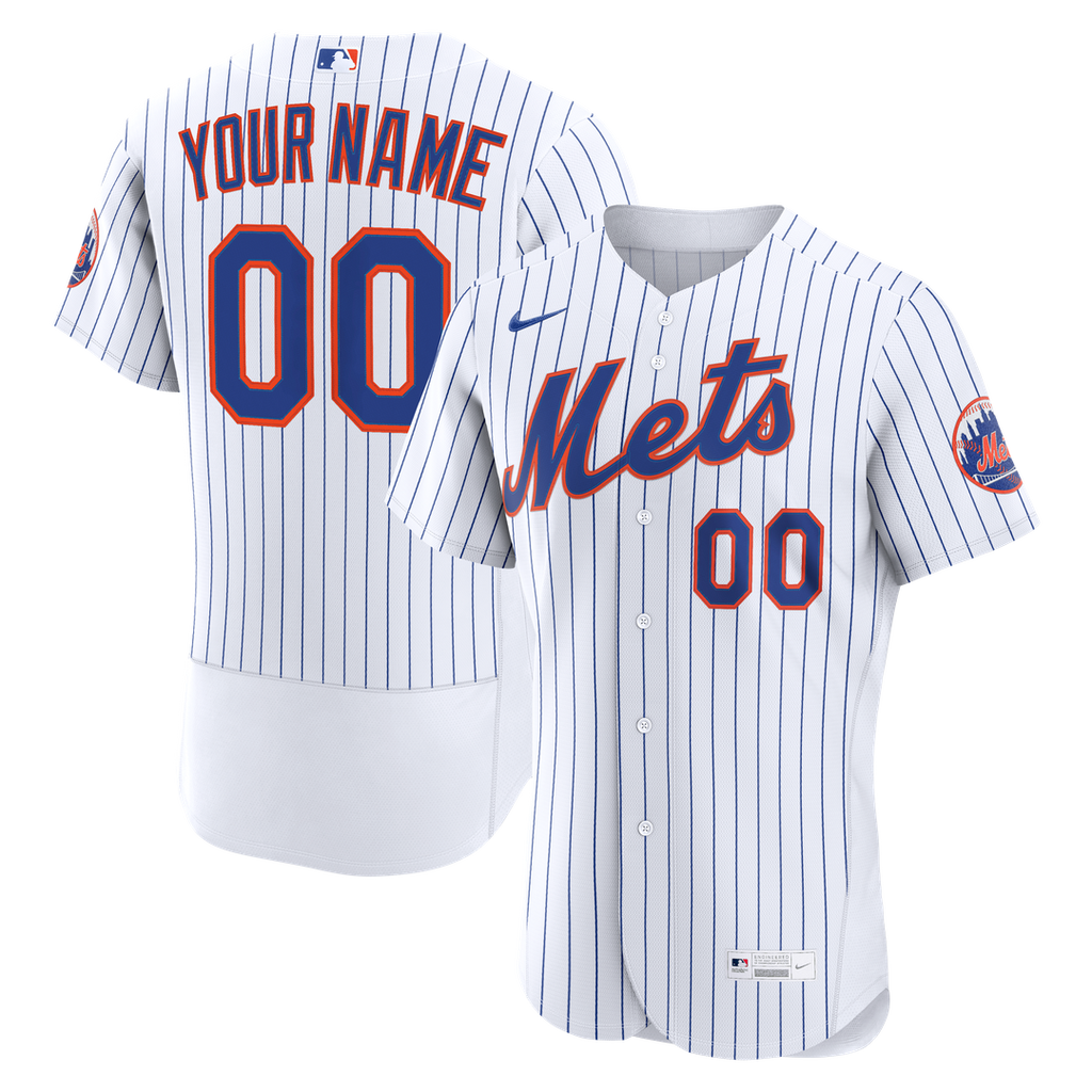 New York Mets Nike White Home Authentic Custom Jersey product image 1, provided for visual reference and product detail