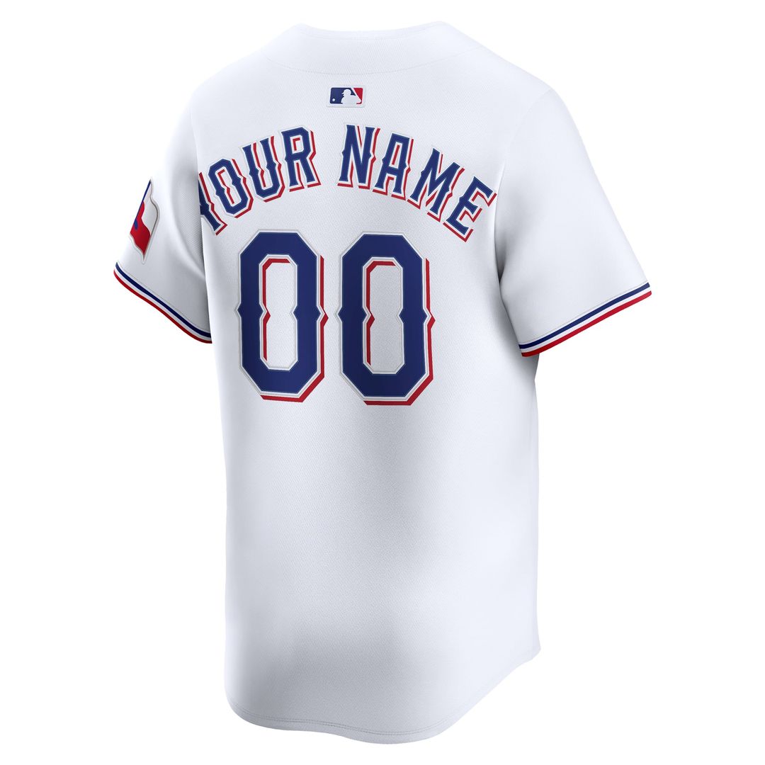 Texas Rangers Nike White Home Limited Custom Jersey product image 3, provided for visual reference and product detail review