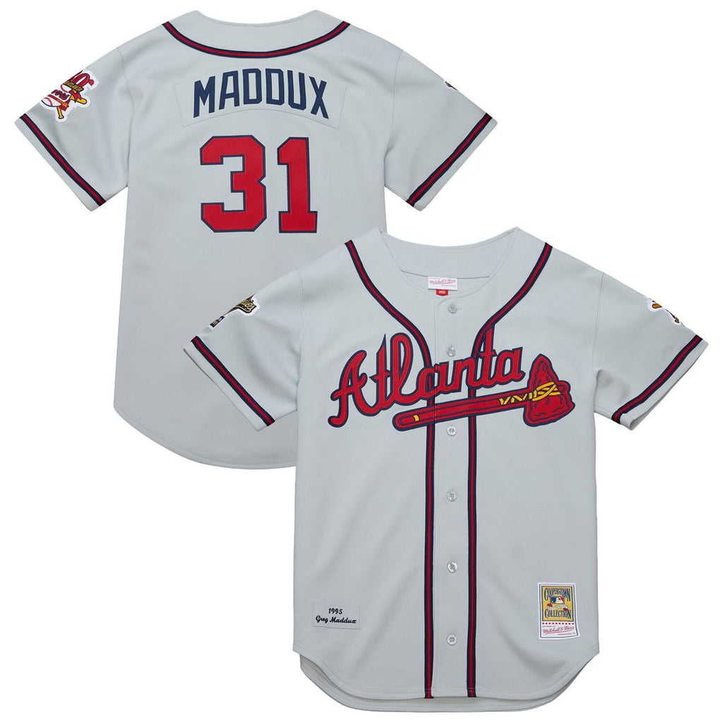 Atlanta Braves Greg Maddux Mitchell & Ness Gray 1995 Throwback Authentic Jersey product image 1, provided for visual