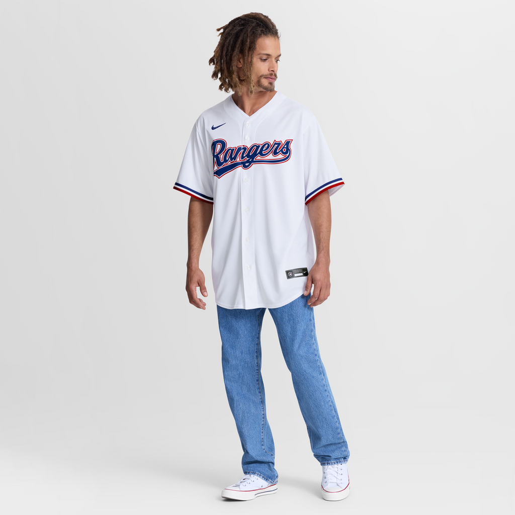 Texas Rangers Jake Burger Nike White Home Replica Jersey product image 4, provided for visual reference and product detail
