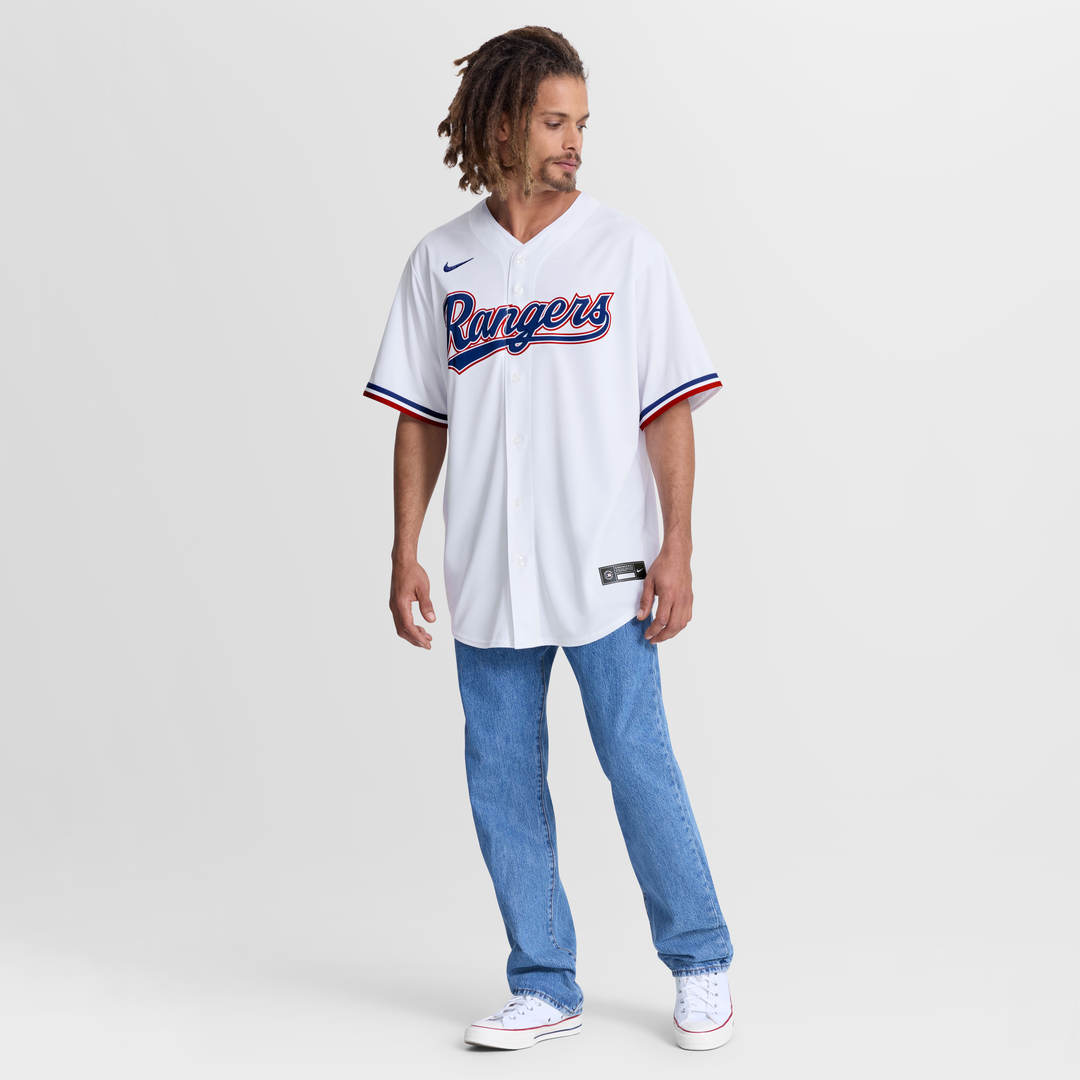 Texas Rangers Jake Burger Nike White Home Replica Jersey product image 4, provided for visual reference and product detail