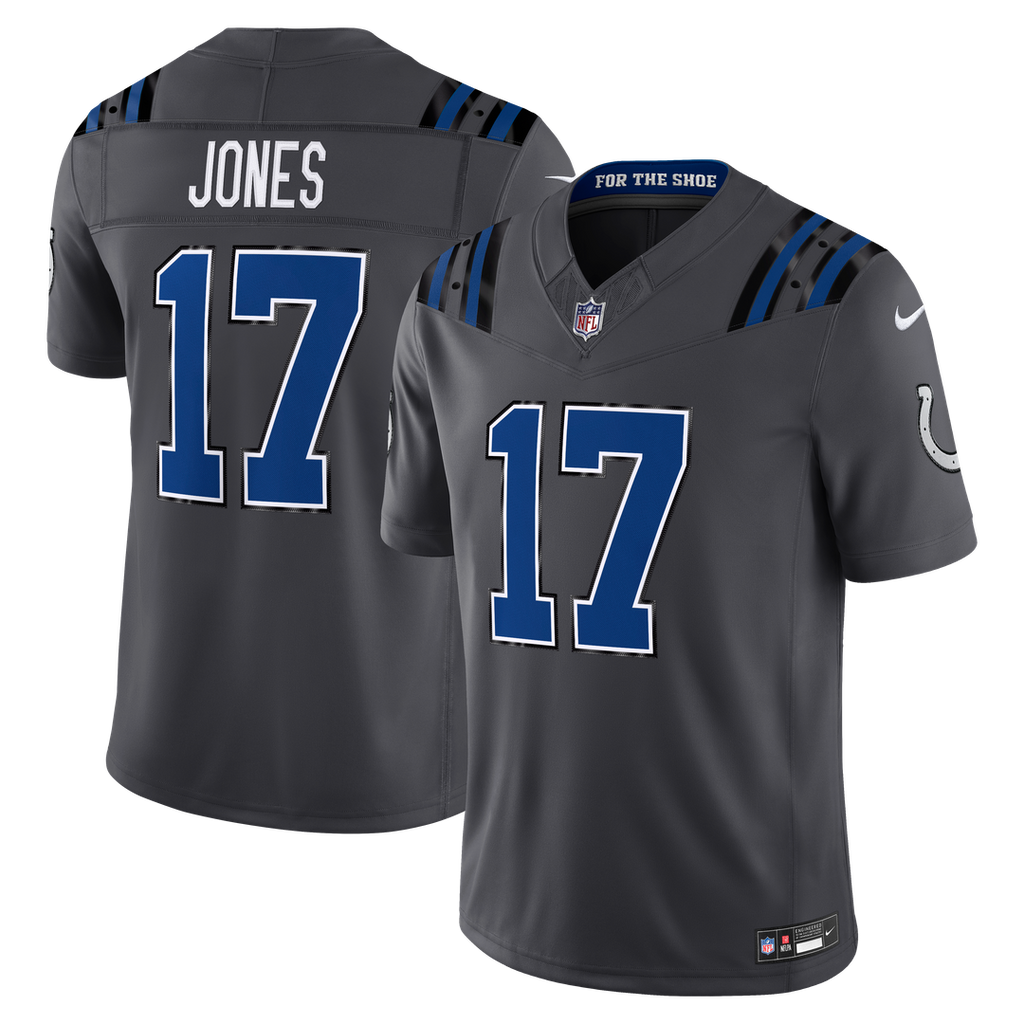 Indianapolis Colts Daniel Jones Nike Anthracite 2026 Rivalries Collection Stitched Limited Jersey product image 1, provided