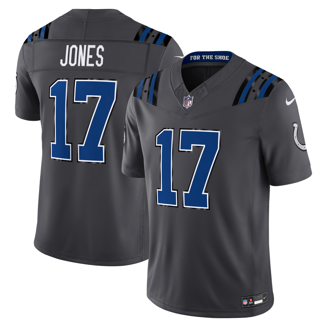 Indianapolis Colts Daniel Jones Nike Anthracite 2026 Rivalries Collection Stitched Limited Jersey product image 1, provided