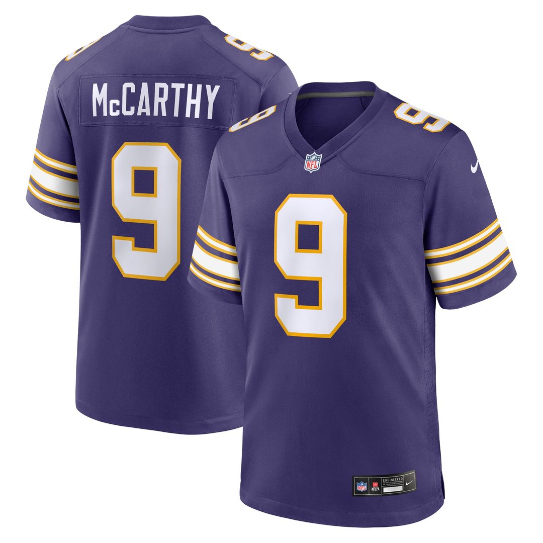 Minnesota Vikings J.J. McCarthy Nike Purple 2nd Alternate Player Game Jersey product image 1, provided for visual reference