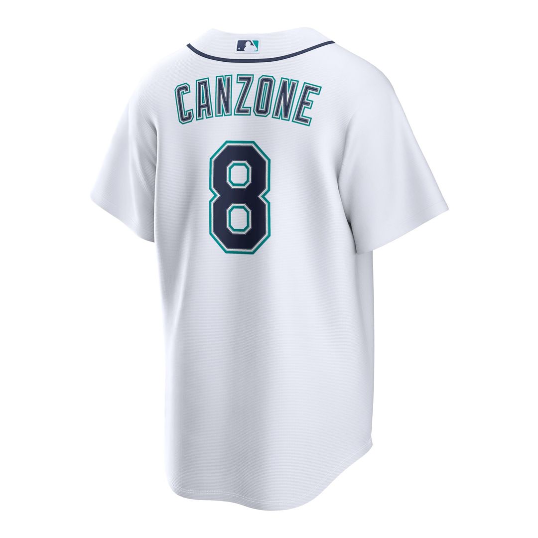 Seattle Mariners Dominic Canzone Nike White Home Replica Jersey product image 3, provided for visual reference and product