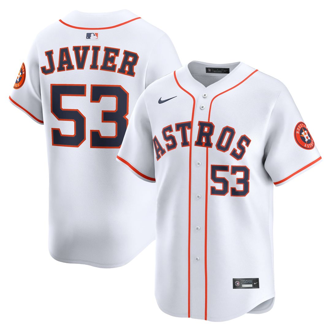 Houston Astros Cristian Javier Nike White Home Limited Player Jersey product image 1, provided for visual reference and