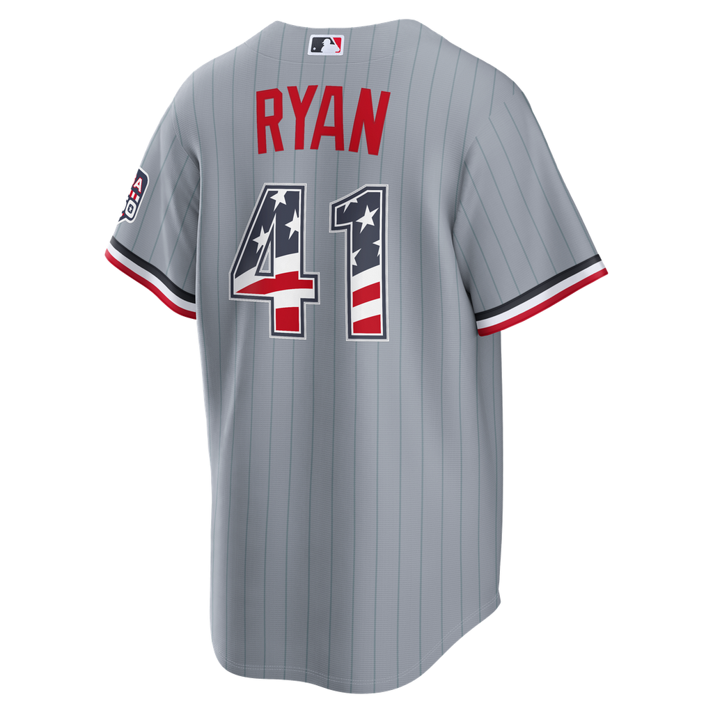 Fourth of July Minnesota Twins Joe Ryan Nike Gray USA 250 Stadium Jersey product image 3, provided for visual reference and
