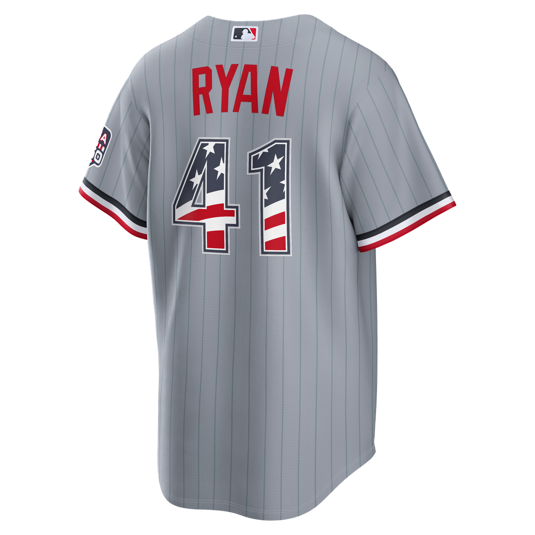 Fourth of July Minnesota Twins Joe Ryan Nike Gray USA 250 Stadium Jersey product image 3, provided for visual reference and