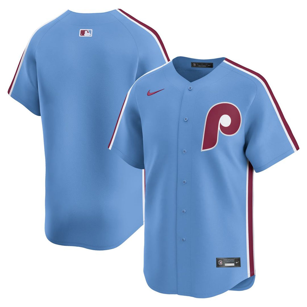 Philadelphia Phillies Nike Light Blue Alternate Limited Jersey product image 1, provided for visual reference and product