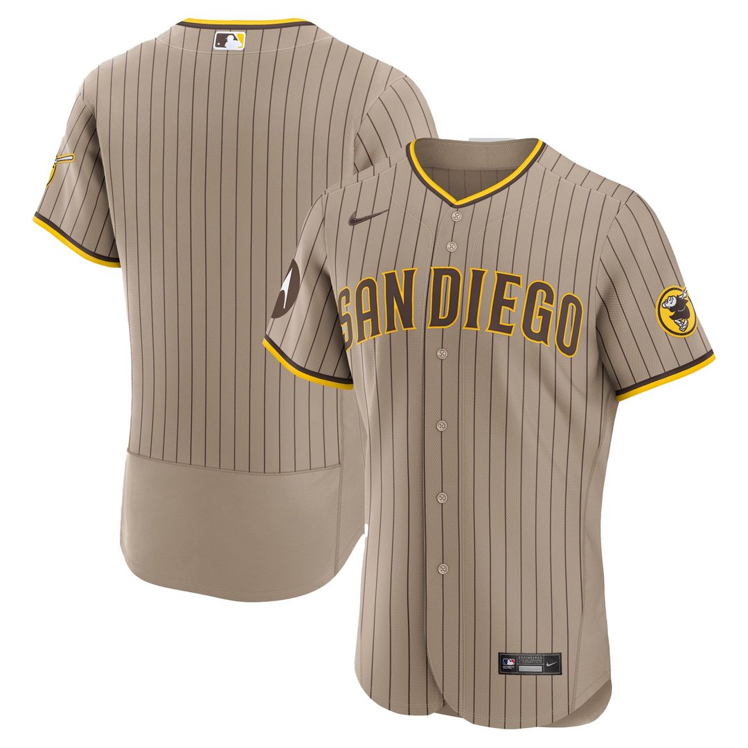 San Diego Padres Nike Khaki Alternate Sponsor Patch Authentic Jersey product image 4, provided for visual reference and