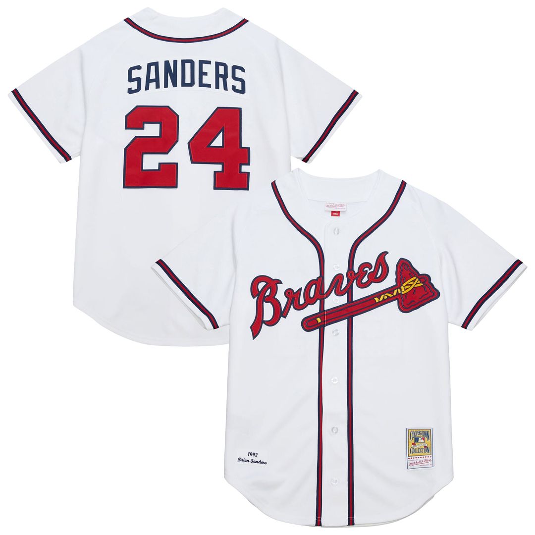 Atlanta Braves Deion Sanders Mitchell & Ness White Cooperstown Collection 1992 Authentic Jersey product image 1, provided