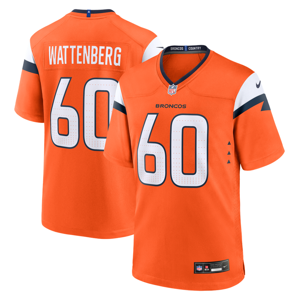 Denver Broncos Luke Wattenberg Nike Orange Team Game Jersey product image 1, provided for visual reference and product