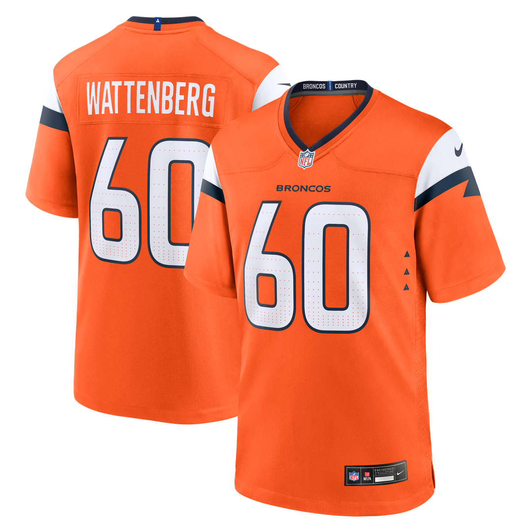 Denver Broncos Luke Wattenberg Nike Orange Team Game Jersey product image 1, provided for visual reference and product