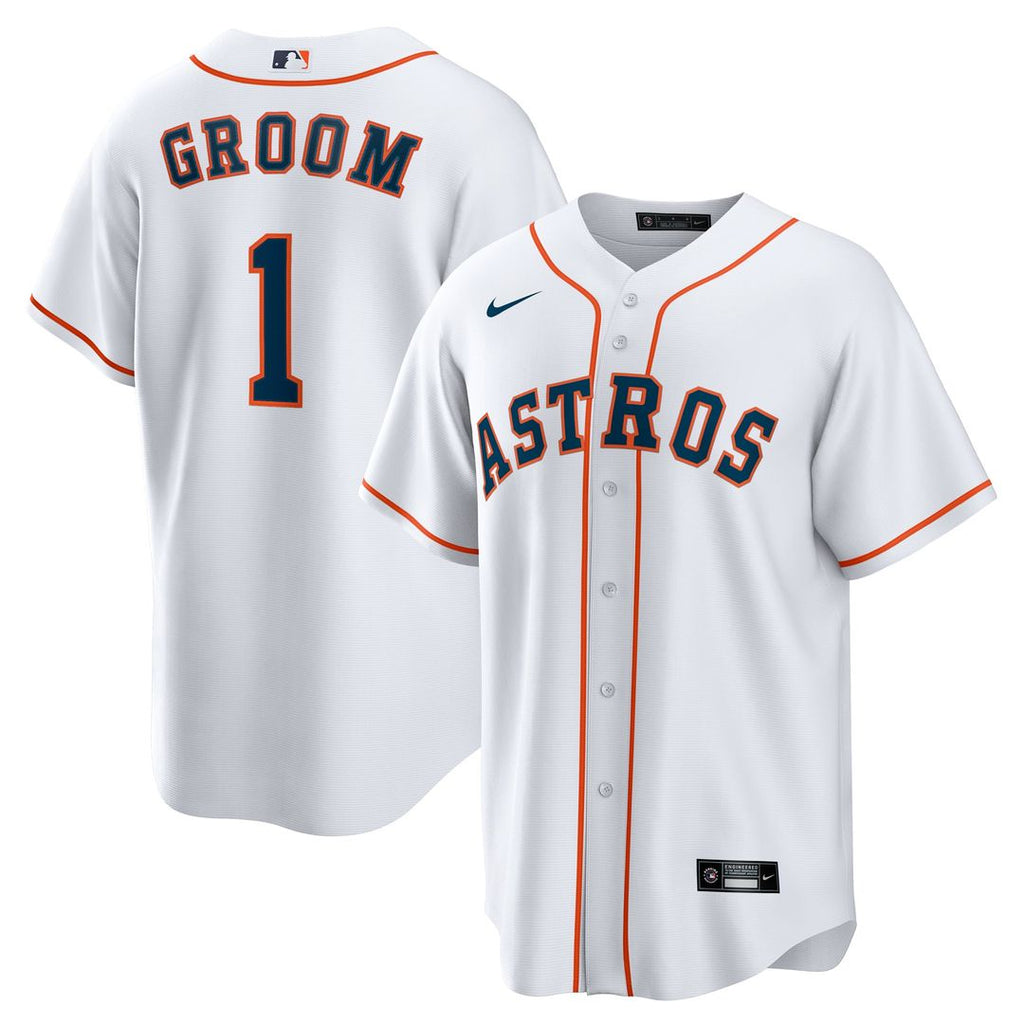 Houston Astros Nike White #1 Groom Home Replica Jersey product image 1, provided for visual reference and product detail
