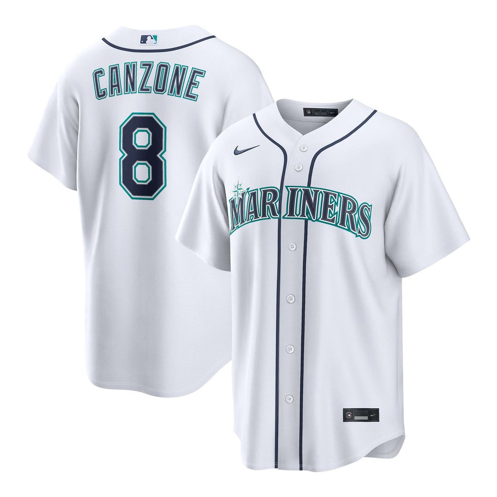 Seattle Mariners Dominic Canzone Nike White Home Replica Jersey product image 1, provided for visual reference and product