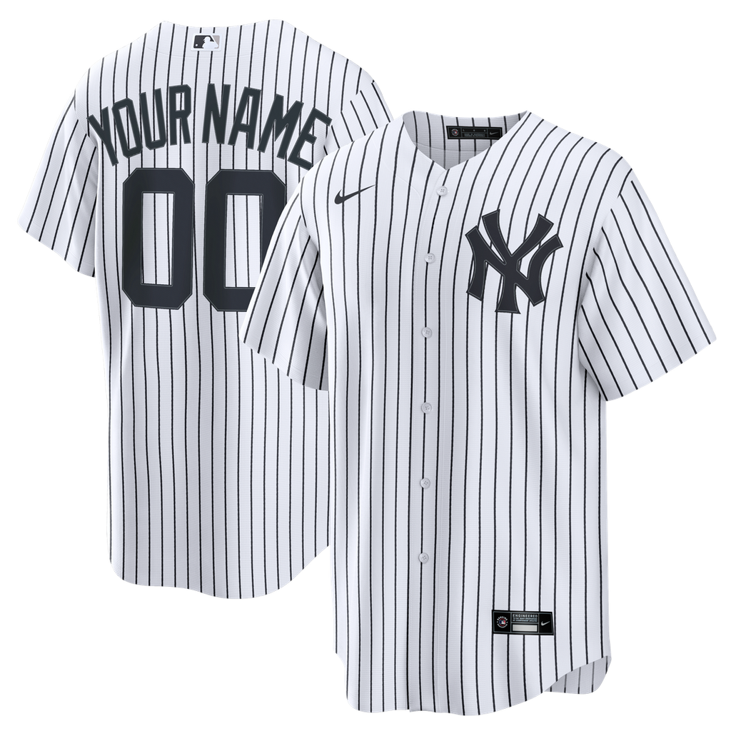 New York Yankees Nike White Home Stadium Custom Jersey product image 1, provided for visual reference and product detail