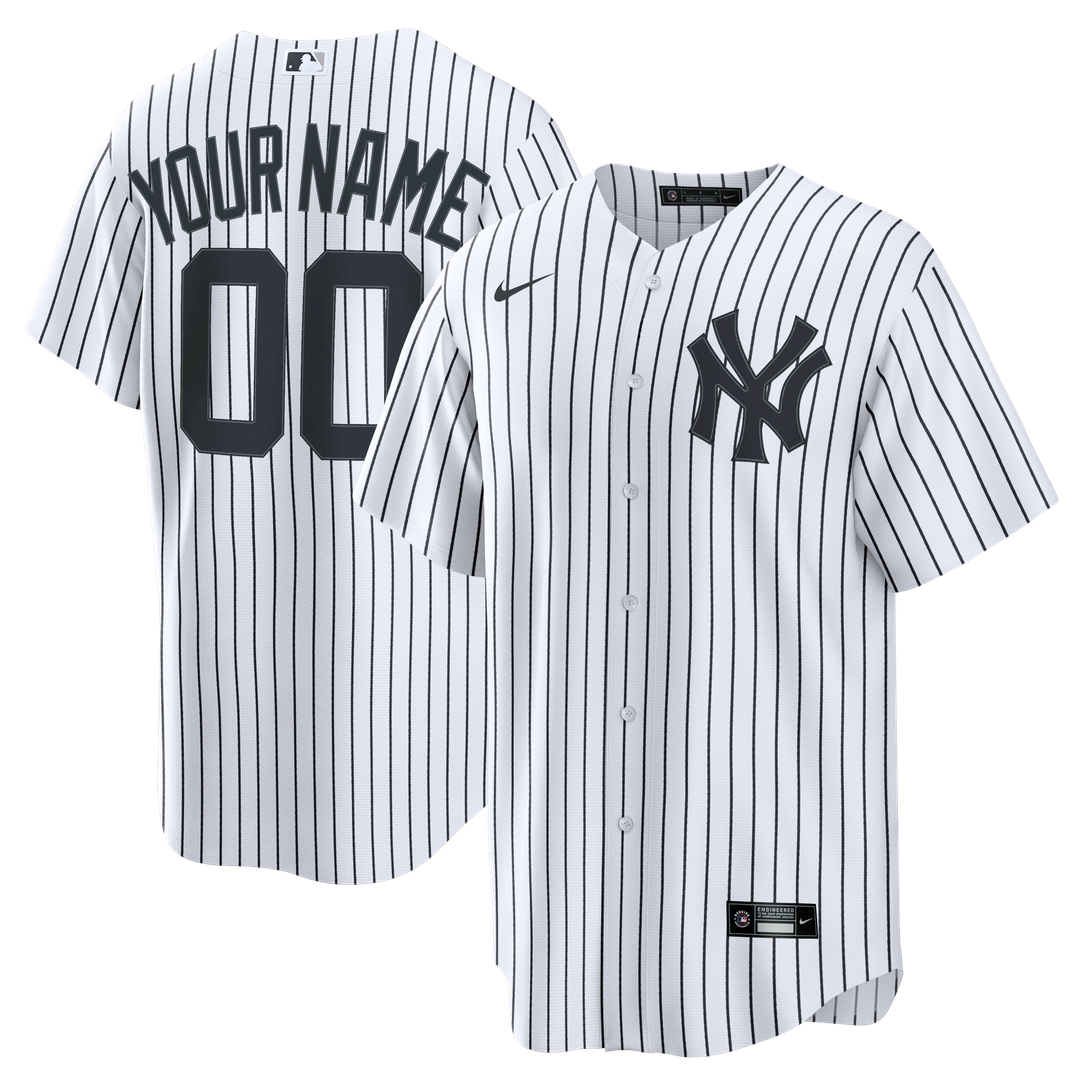 New York Yankees Nike White Home Stadium Custom Jersey product image 1, provided for visual reference and product detail