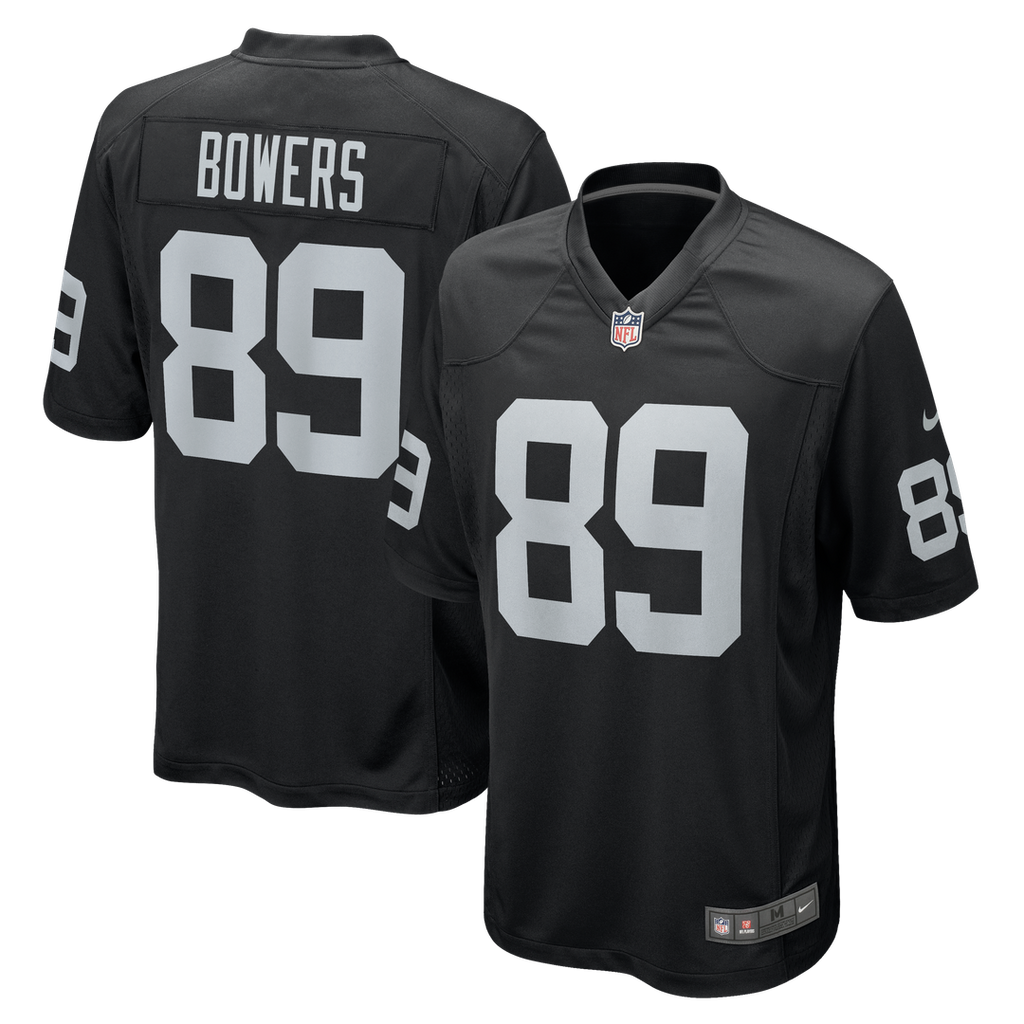 Las Vegas Raiders Brock Bowers Nike Black Player Game Jersey product image 15, provided for visual reference and product