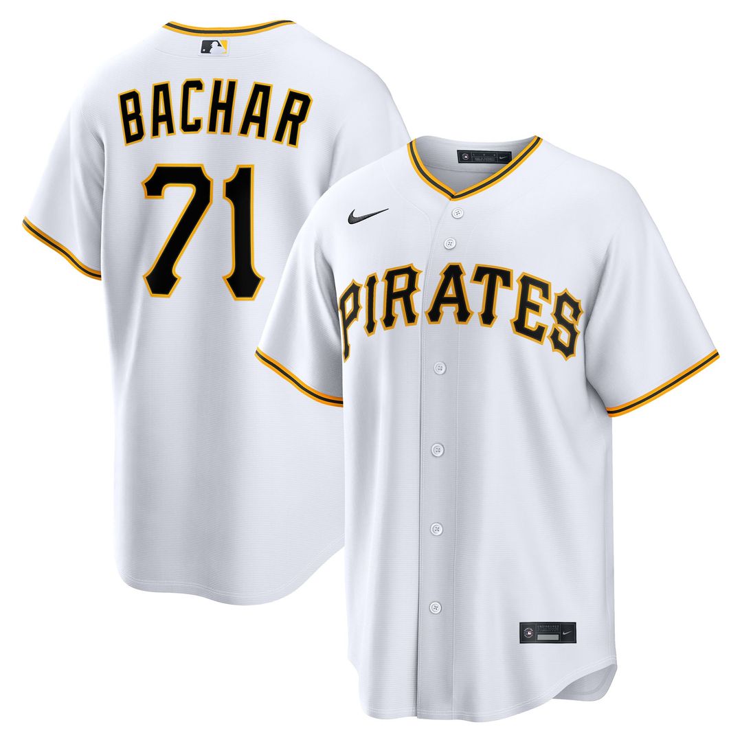 Pittsburgh Pirates Lake Bachar Nike White Home Replica Jersey product image 1, provided for visual reference and product