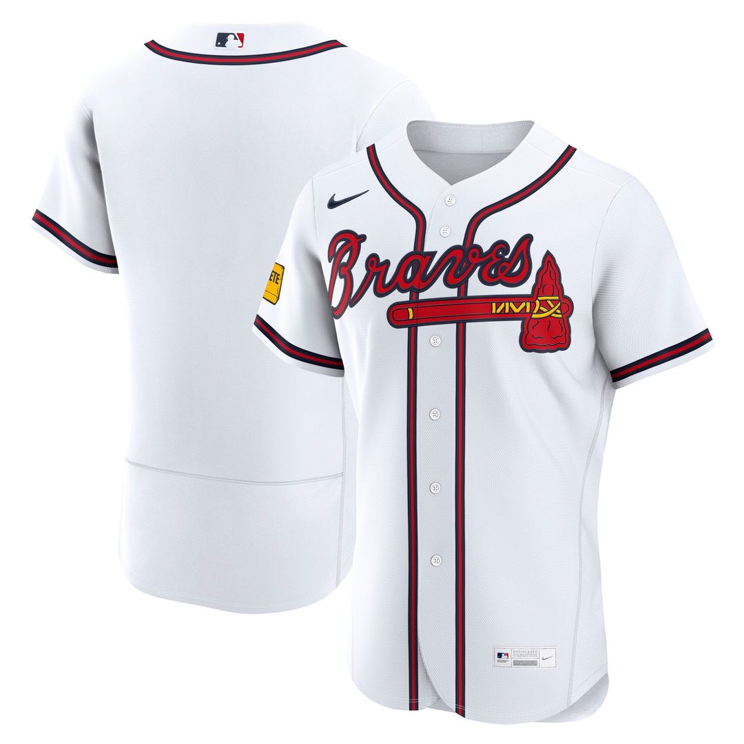 Atlanta Braves Nike White Home Sponsor Patch Authentic Jersey product image 1, provided for visual reference and product
