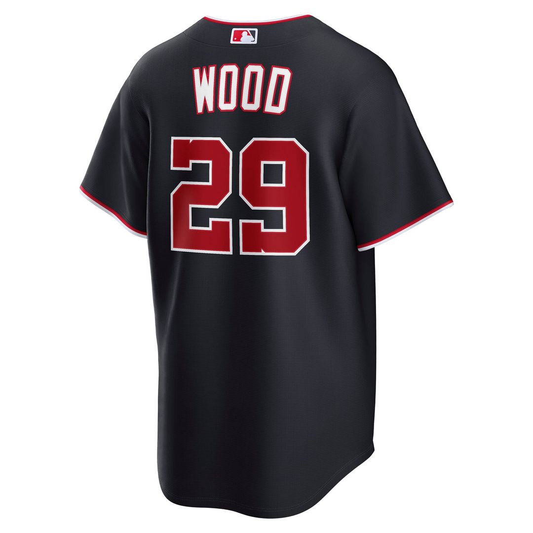 Washington Nationals James Wood Nike Navy Alternate Replica Jersey product image 3, provided for visual reference and