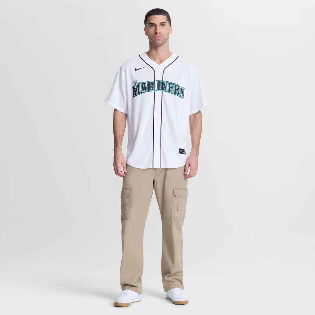 Seattle Mariners George Kirby Nike White Home Replica Jersey product image 6, provided for visual reference and product