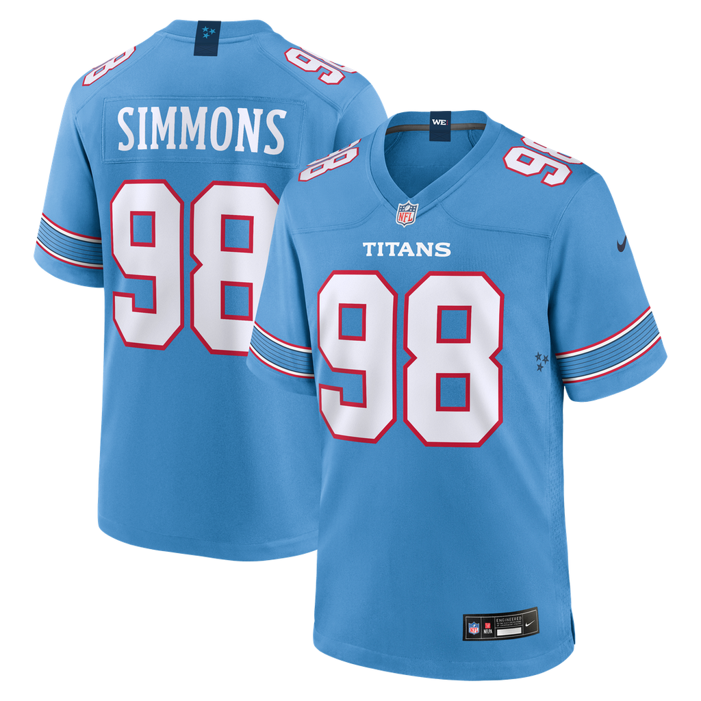 Tennessee Titans Jeffery Simmons Nike Light Blue Game Jersey product image 1, provided for visual reference and product