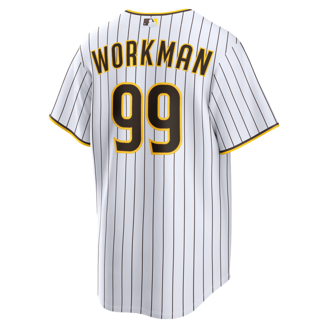 San Diego Padres Gage Workman Nike White Home Replica Jersey product image 5, provided for visual reference and product
