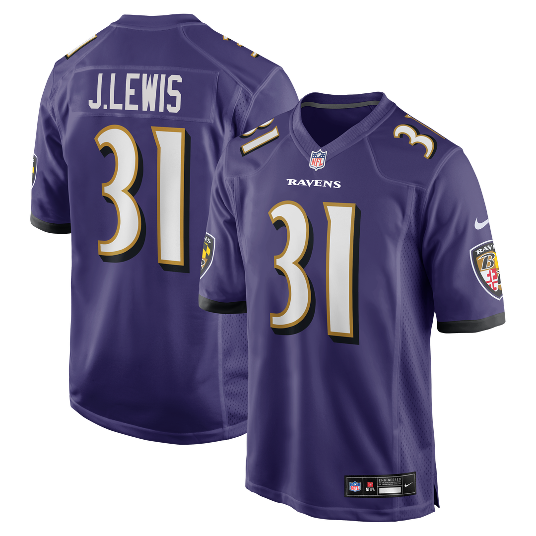 Baltimore Ravens Jamal Lewis Nike Purple Game Retired Player Jersey product image 1, provided for visual reference and
