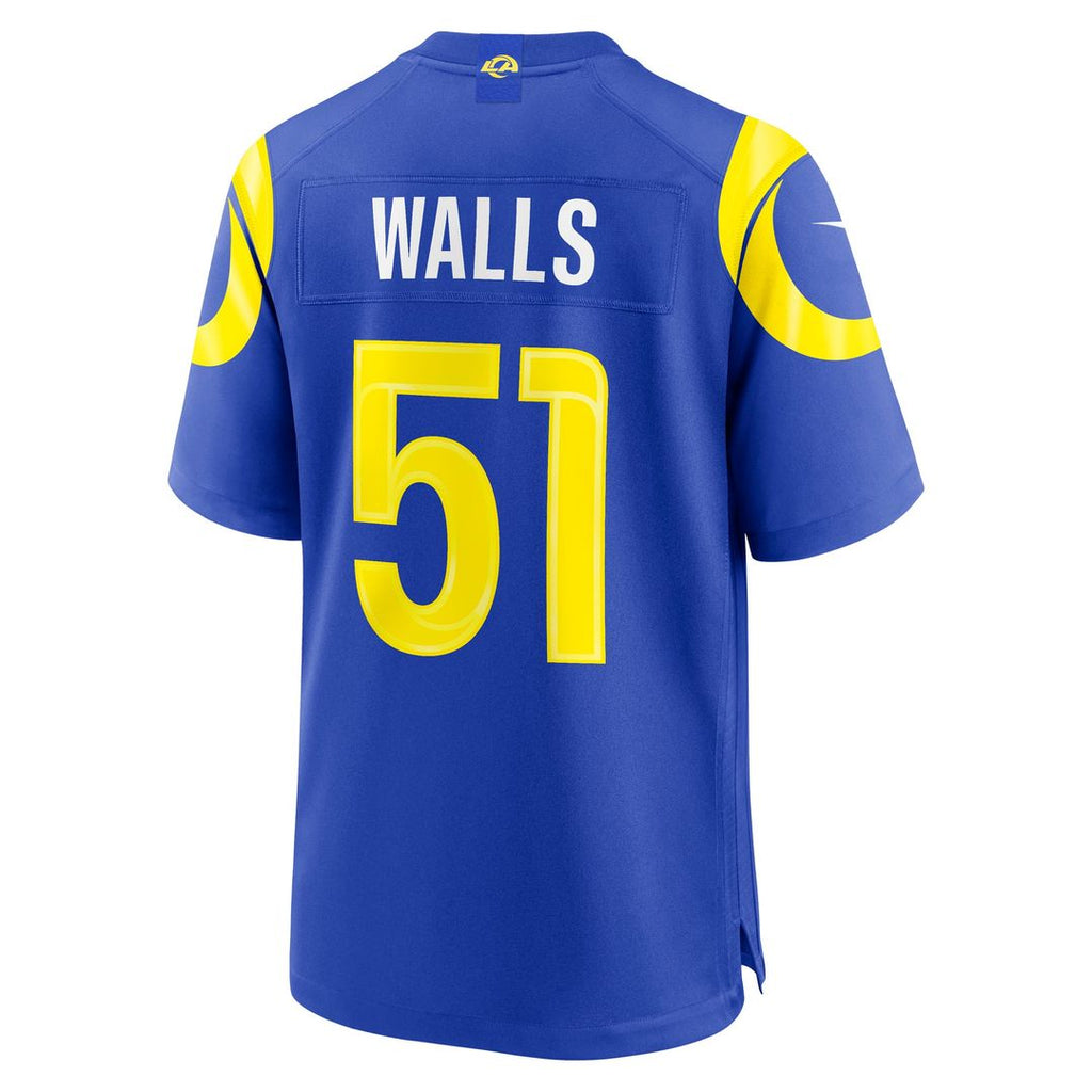 Los Angeles Rams Eddie Walls III Nike Royal Game Jersey product image 3, provided for visual reference and product detail