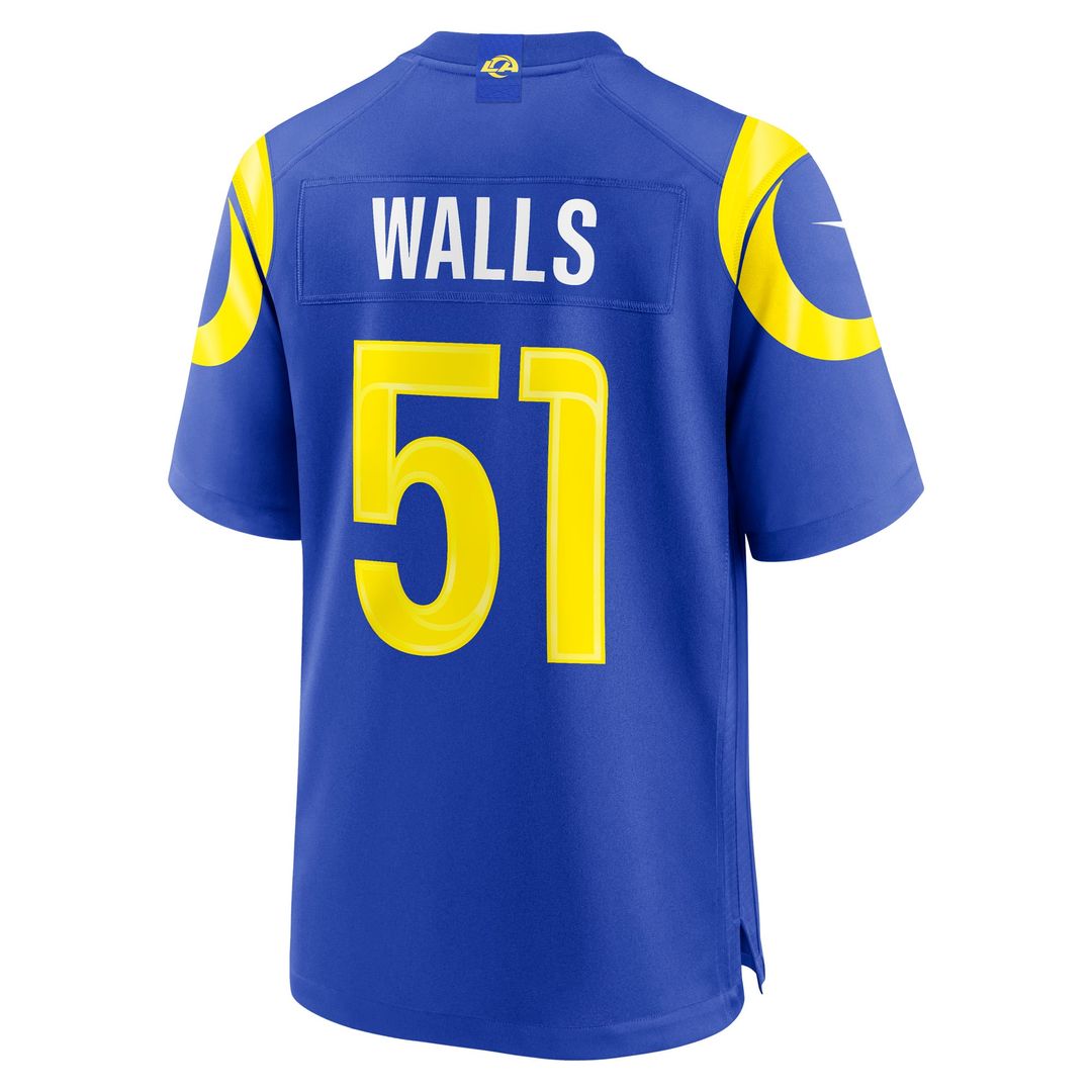 Los Angeles Rams Eddie Walls III Nike Royal Game Jersey product image 3, provided for visual reference and product detail