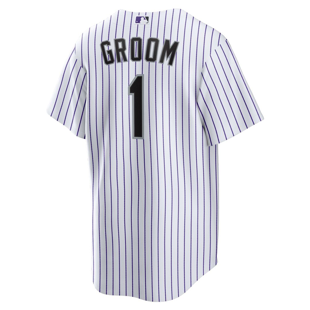 Colorado Rockies Nike White #1 Groom Home Replica Jersey product image 3, provided for visual reference and product detail