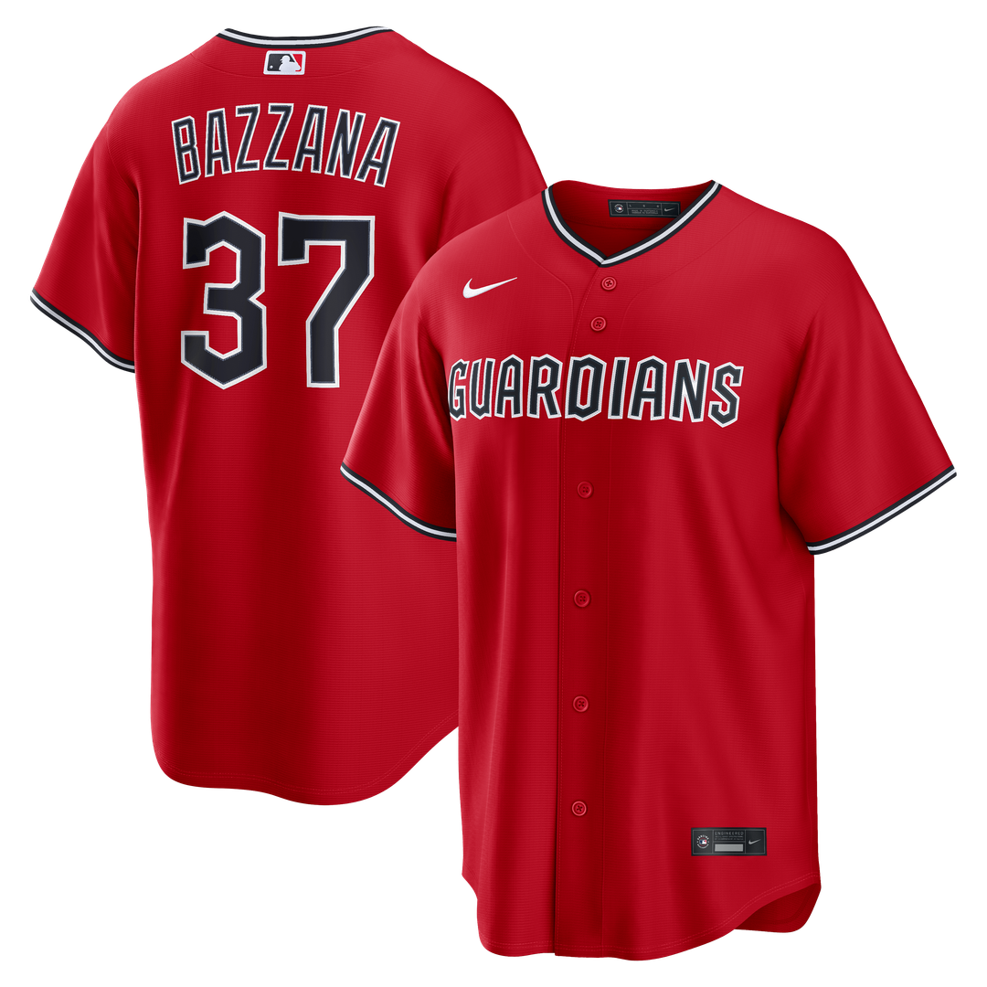 Cleveland Guardians Travis Bazzana Nike Red Alternate Replica Jersey product image 1, provided for visual reference and