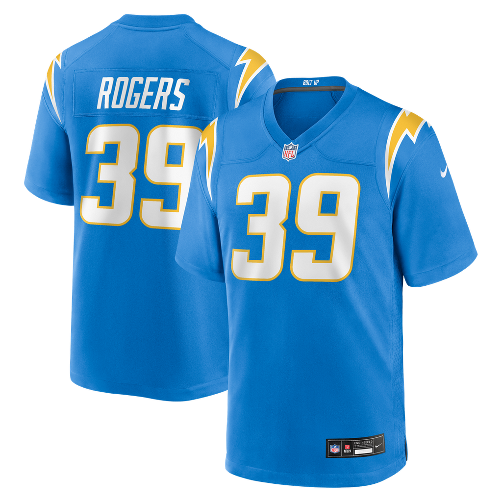 Los Angeles Chargers Eric Rogers Nike Powder Blue Team Game Jersey product image 1, provided for visual reference and