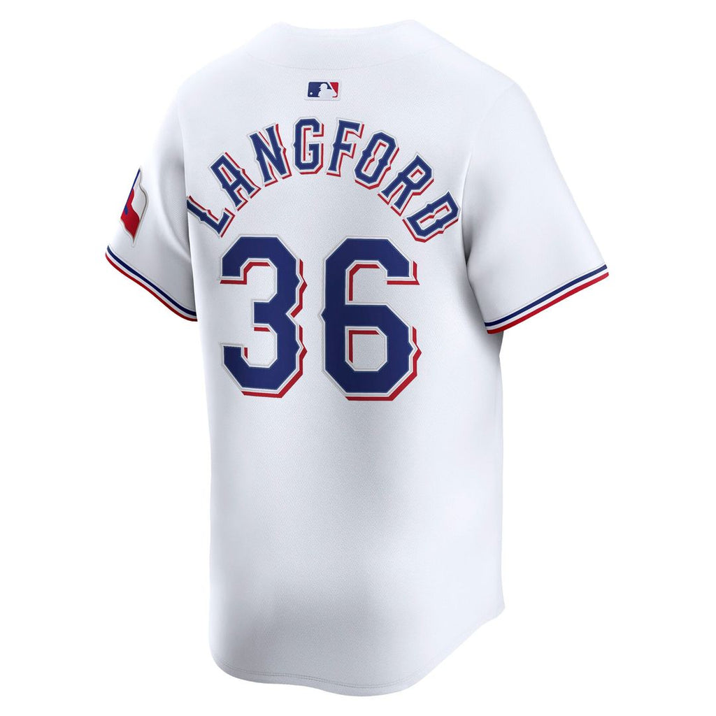 Texas Rangers Wyatt Langford Nike White Home Limited Player Jersey product image 3, provided for visual reference and