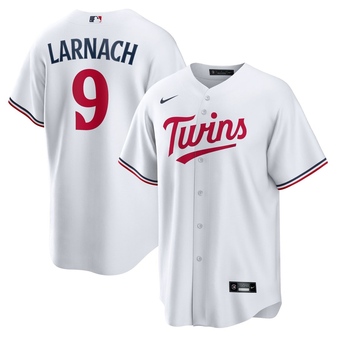 Minnesota Twins Trevor Larnach Nike White Home Replica Jersey product image 1, provided for visual reference and product