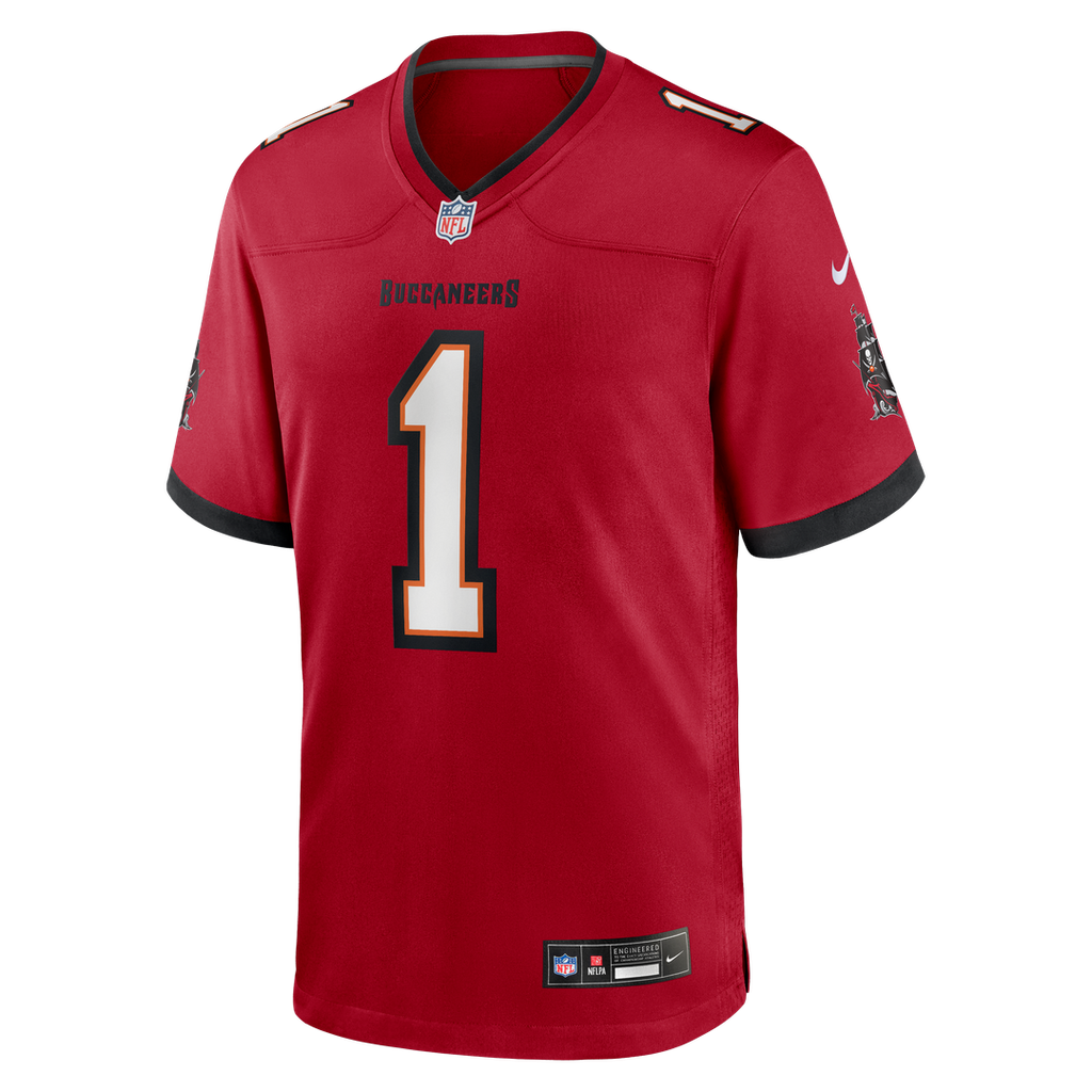 Tampa Bay Buccaneers Number 1 Groom Nike Red Game Jersey product image 2, provided for visual reference and product detail