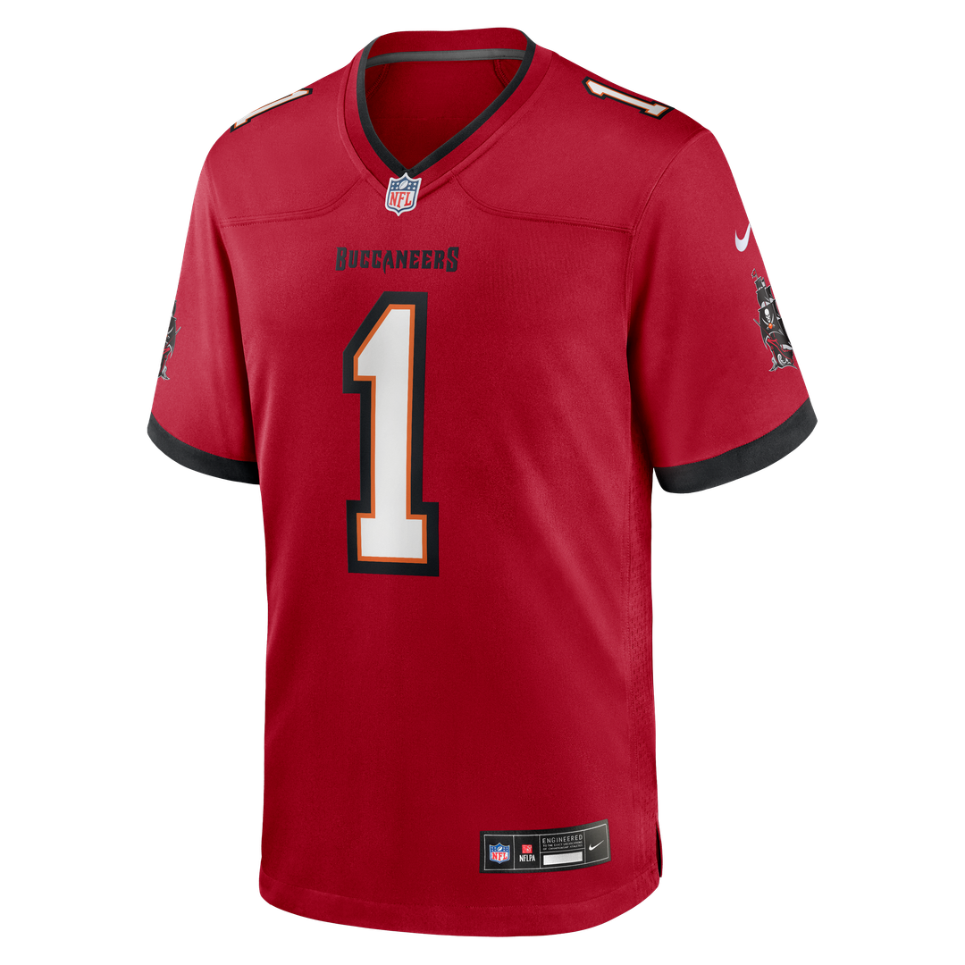 Tampa Bay Buccaneers Number 1 Groom Nike Red Game Jersey product image 2, provided for visual reference and product detail