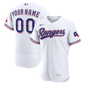 Texas Rangers Nike White Home Authentic Custom Jersey product image 1, provided for visual reference and product detail