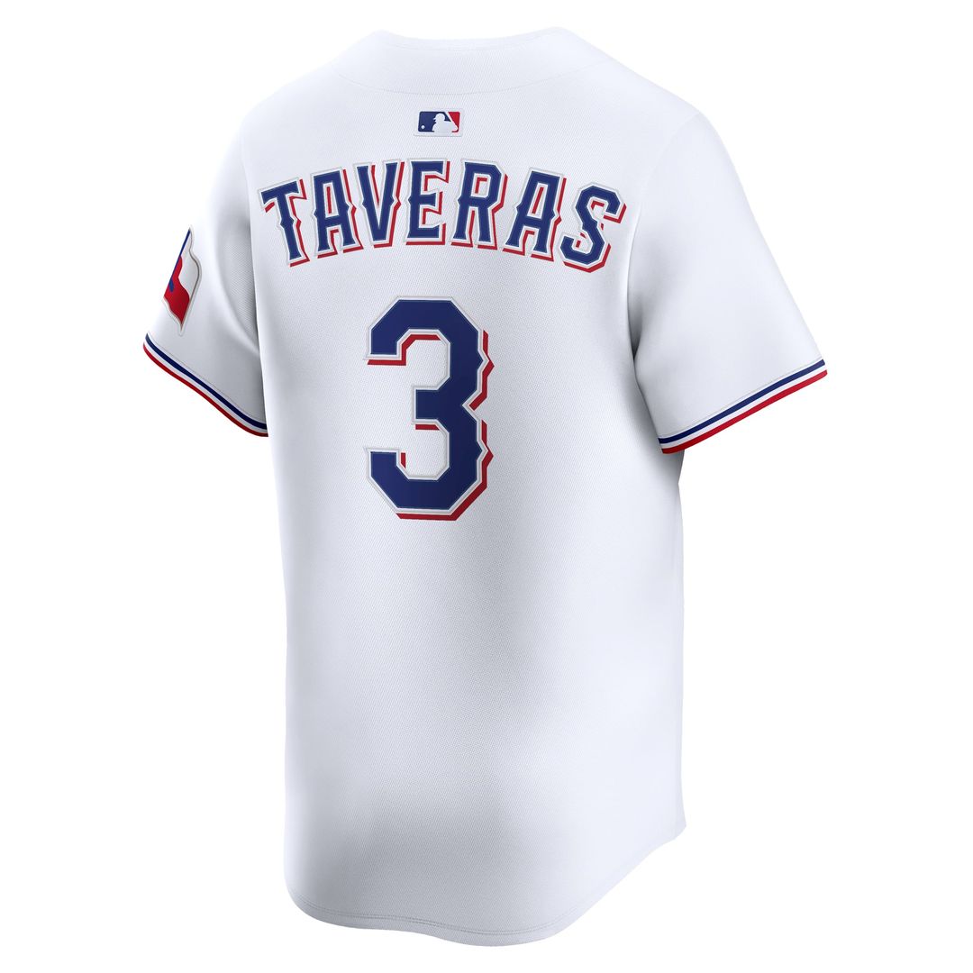 Texas Rangers Leody Taveras Nike White Home Limited Player Jersey product image 3, provided for visual reference and product