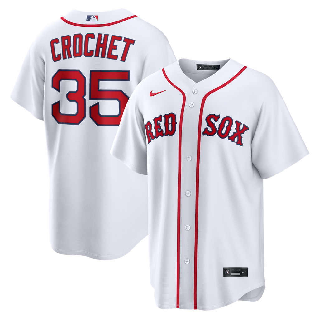 Boston Red Sox Garrett Crochet Nike White Home Replica Jersey product image 1, provided for visual reference and product