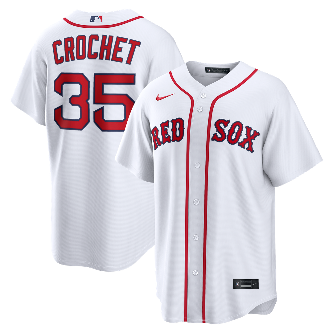 Boston Red Sox Garrett Crochet Nike White Home Replica Jersey product image 1, provided for visual reference and product