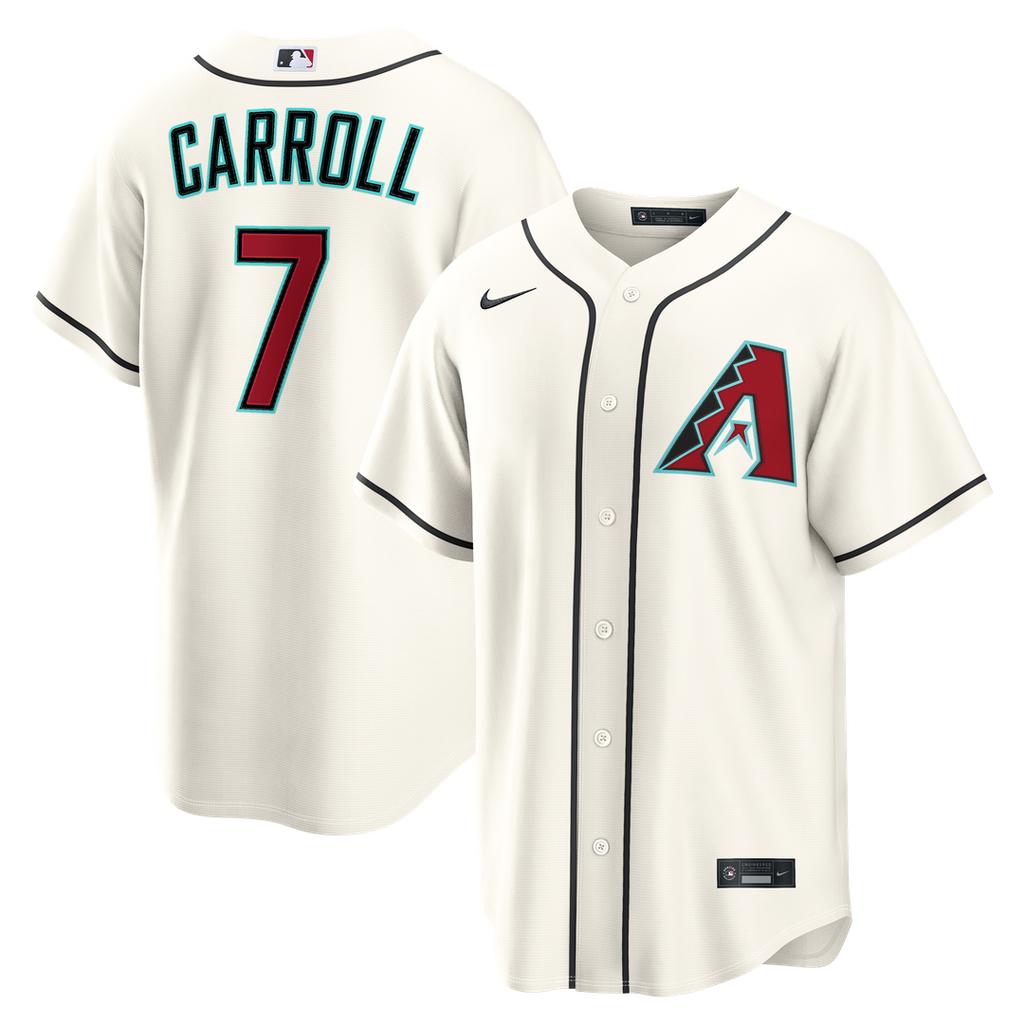 Arizona Diamondbacks Corbin Carroll Nike Cream Home Replica Jersey product image 1, provided for visual reference and